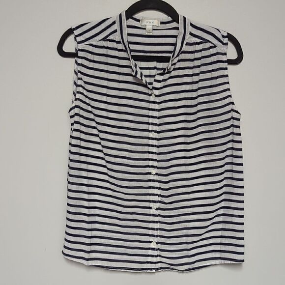 J Crew Striped Sleeveless Button Down Shirt - Picture 1 of 6